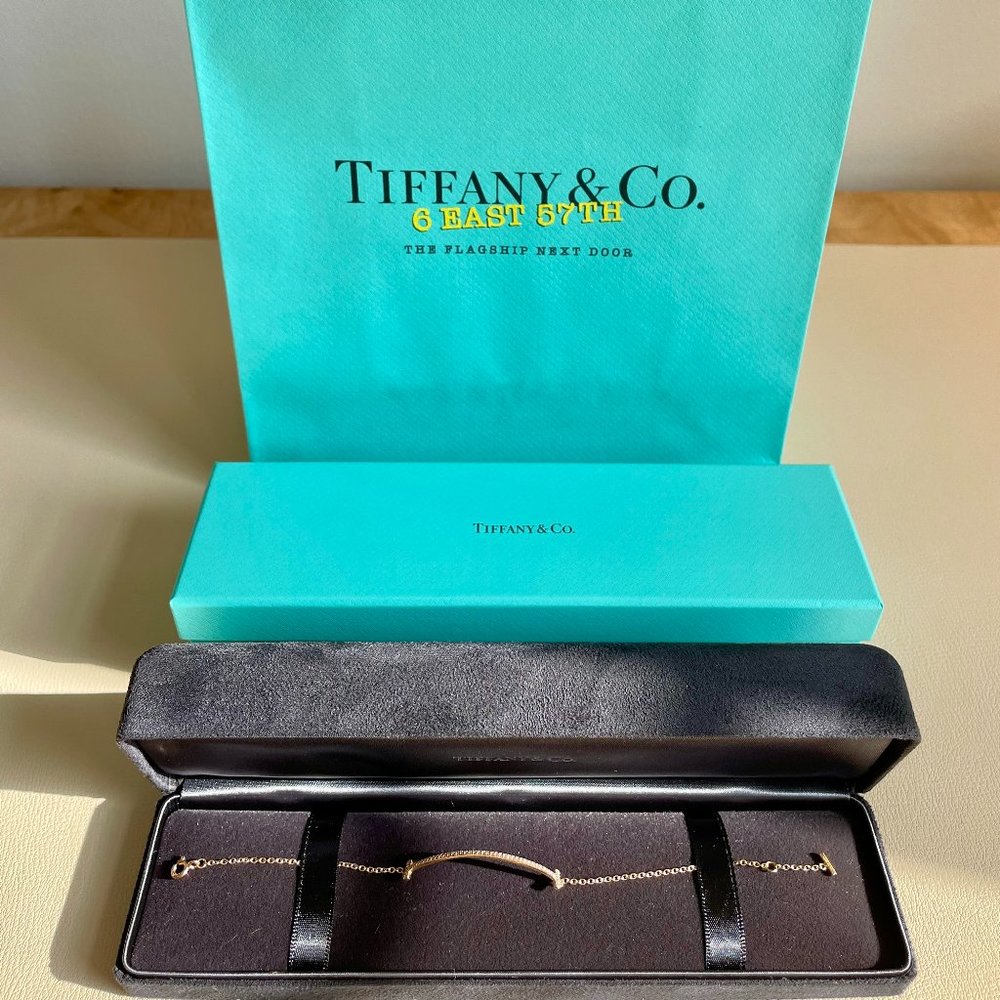 Tiffany & Co. Diamond Bracelet - Tiffany T Smile Bracelet Rose Gold w/ Diamonds